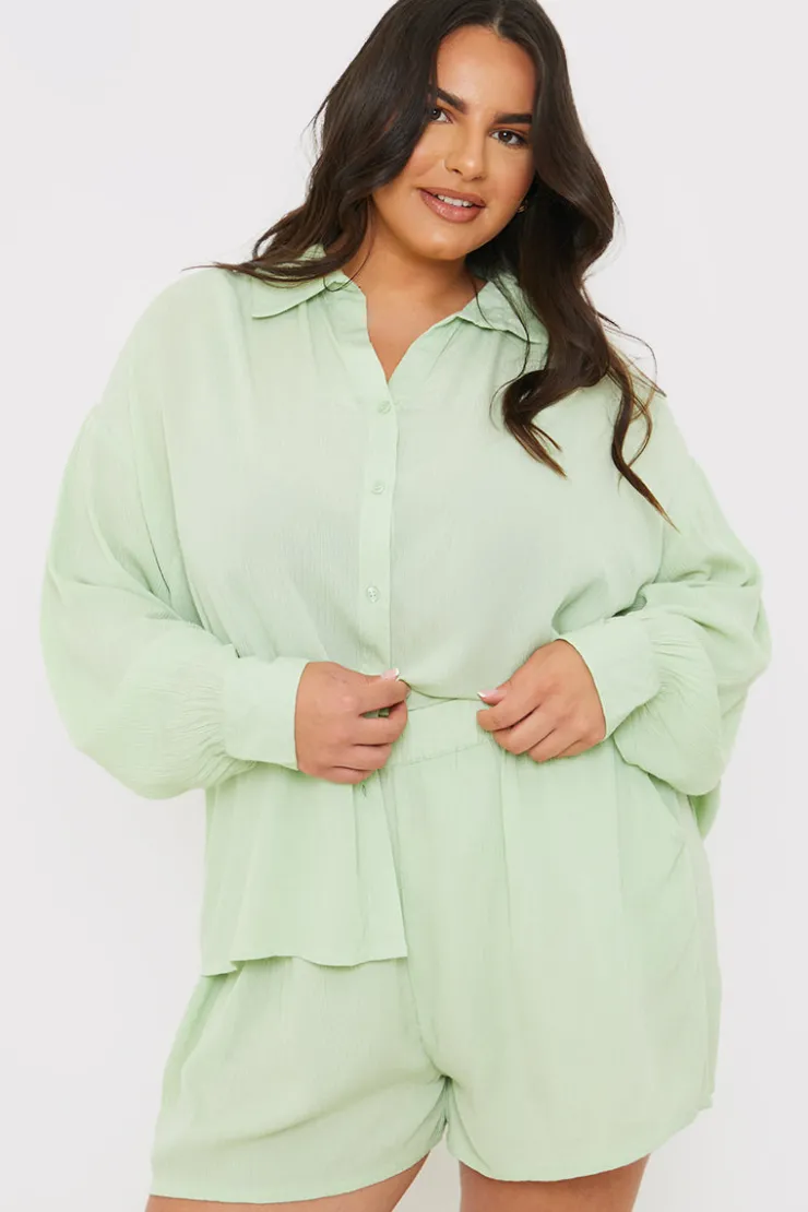 Outlet In the Style Floaty Co-Ord Beach Shorts Sage