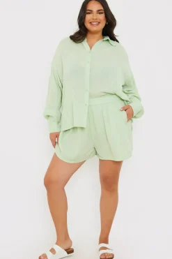 Outlet In the Style Floaty Co-Ord Beach Shorts Sage