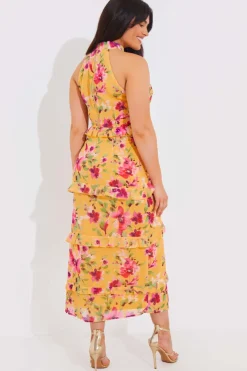 In the Style Floral Chiffon Maxi Co-Ord Skirt Lemon