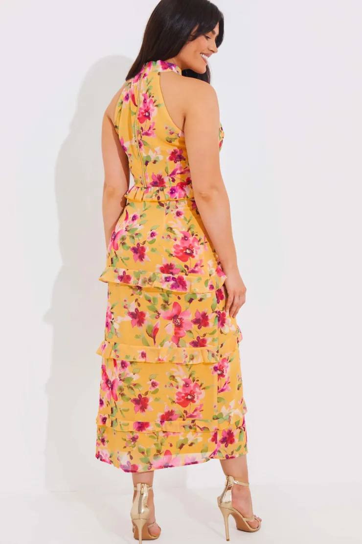 In the Style Floral Chiffon Maxi Co-Ord Skirt Lemon