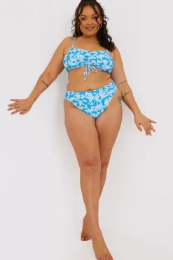 In the Style Floral High Leg Bikini Brief Blue