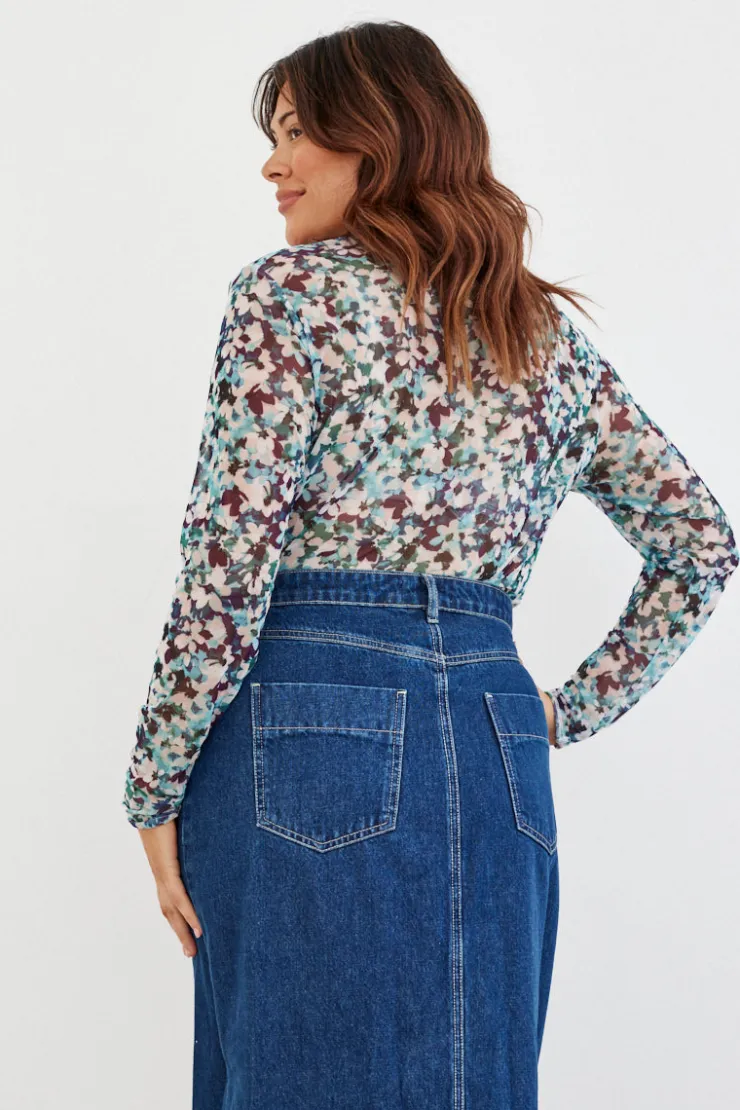 Sale In The Style Floral Mesh T-Shirt Print
