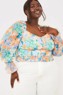 Clearance In the Style Floral Milkmaid Blouse Multi