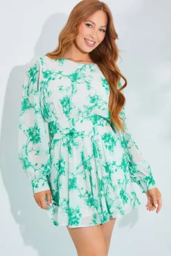 Hot In The Style Floral Playsuit GREEN