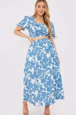 Online In the Style Floral Print Midi Skirt