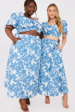 Online In the Style Floral Print Midi Skirt