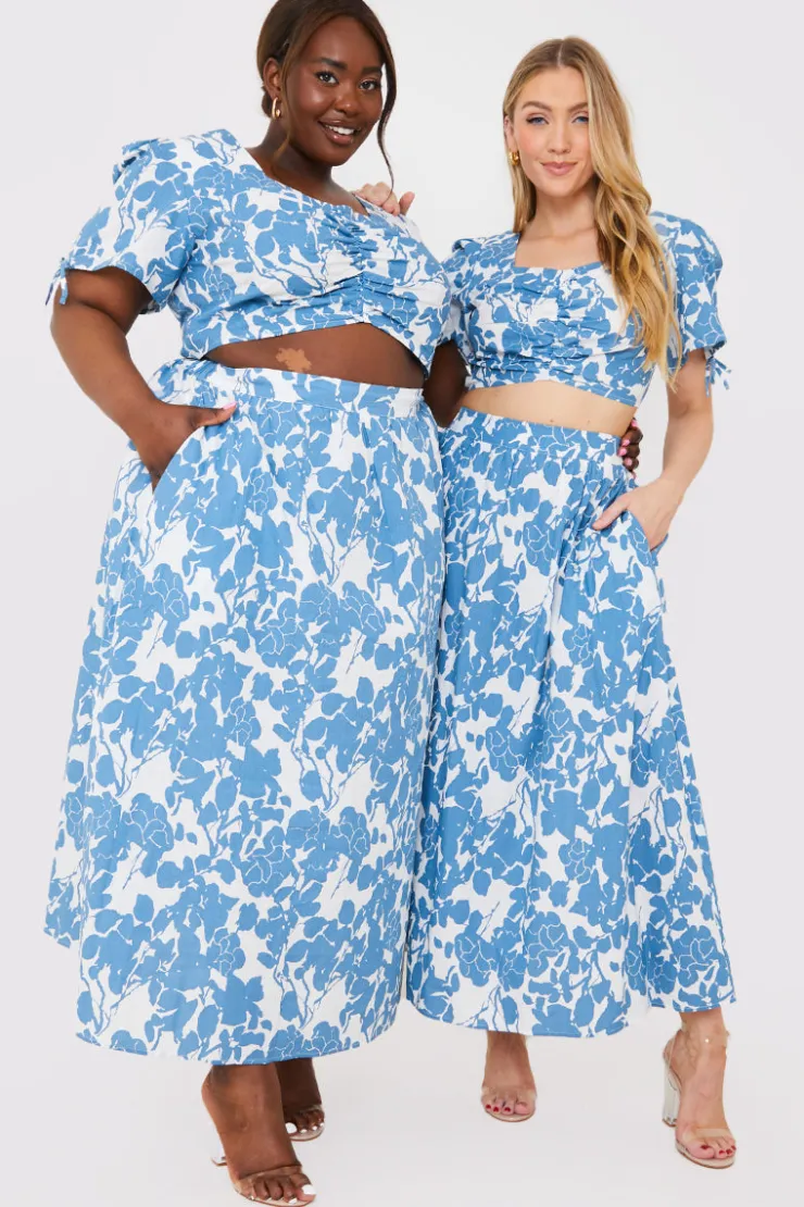 Online In the Style Floral Print Midi Skirt