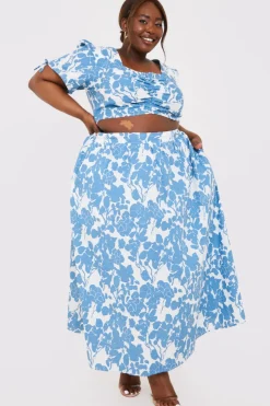 Online In the Style Floral Print Midi Skirt