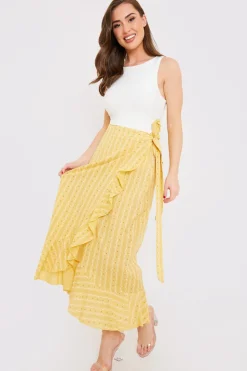 New In the Style Floral Print Wrap Midaxi Skirt Yellow