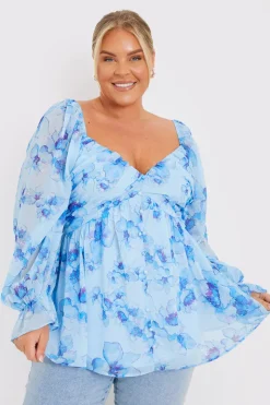 New In the Style FLORAL RUCHED BUST SMOCK TOP