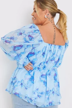 New In the Style FLORAL RUCHED BUST SMOCK TOP