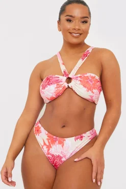 New In the Style Floral Seamless Boomerang Bikini Bottom Pink