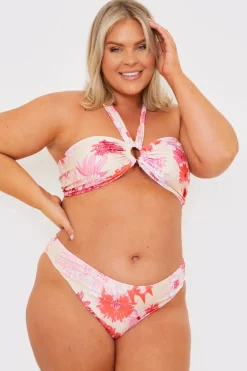 New In the Style Floral Seamless Boomerang Bikini Bottom Pink