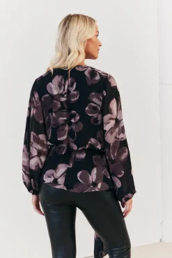 Outlet In The Style Floral Tie Waist Blouse Brown
