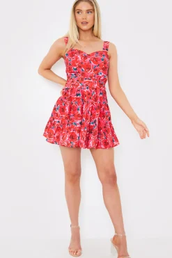 Outlet In the Style Floral Tiered Mini Dress Pink