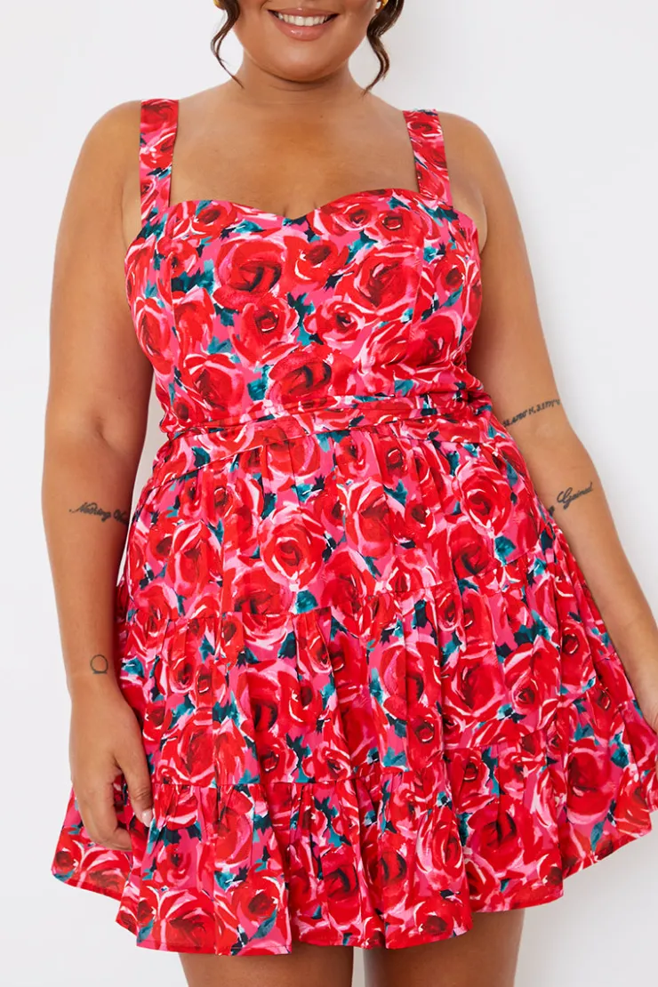 Outlet In the Style Floral Tiered Mini Dress Pink