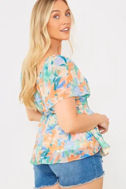 Best In the Style Floral Wrap Blouse Multi