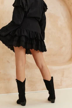 Sale In The Style Frill Crochet Detail Co Ord Skirt Black