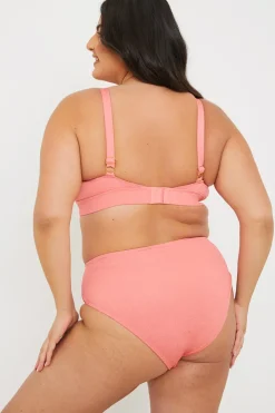 Outlet In the Style Fuller Support Crinkle Sqaure Neck Bikni Top Pink