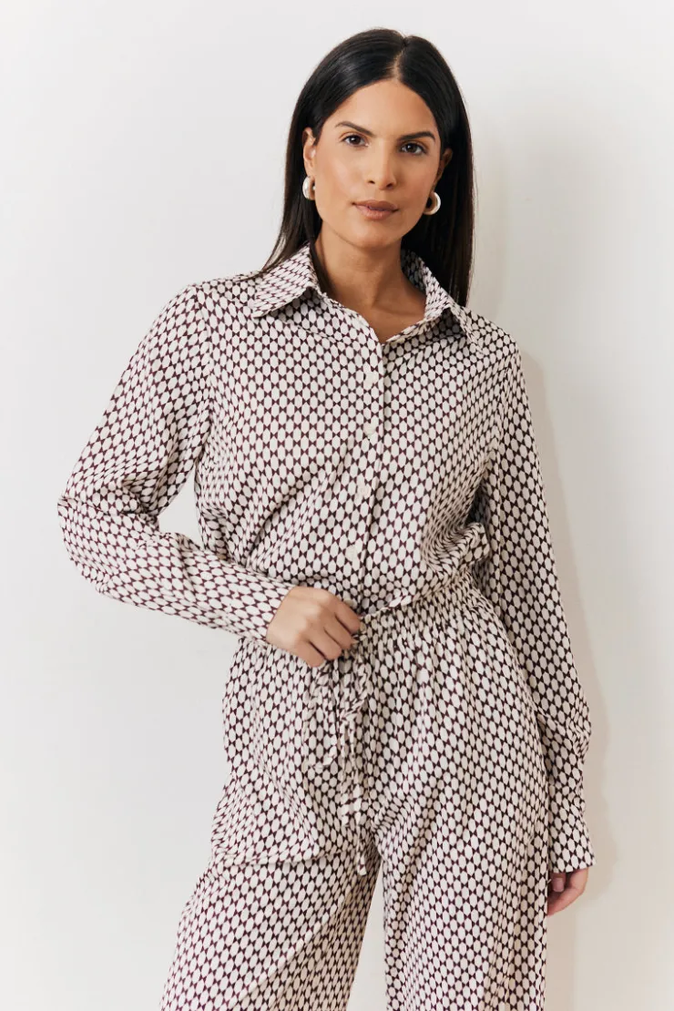 Outlet In the Style Geo Printed Relaxed Shirt Cream