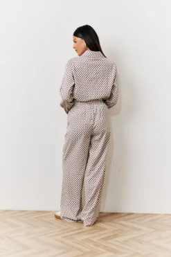 New In the Style Geo Printed Wide Leg Trousers Cream