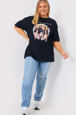 Discount In The Style Girls Aloud Gold Slogan T-Shirt Black