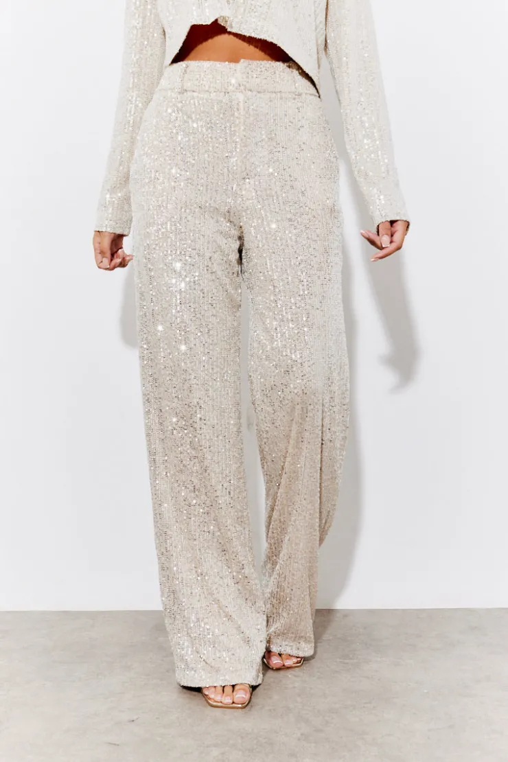 Sale In the Style Sequin Wide Leg Trouser Gold