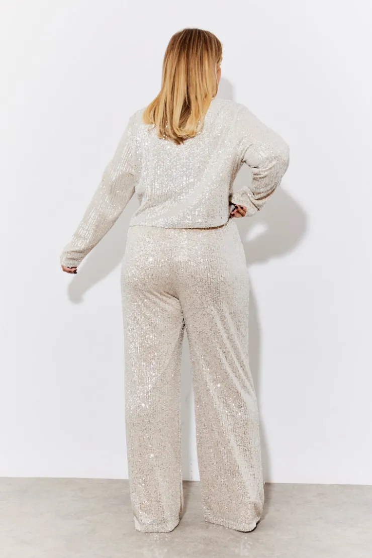 Sale In the Style Sequin Wide Leg Trouser Gold