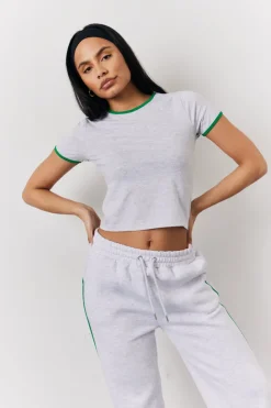 Fits Marl 90's Crew Neck T Shirt Grey