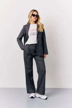 New In the Style Pinstripe Tailored Blazer Grey