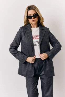 New In the Style Pinstripe Tailored Blazer Grey