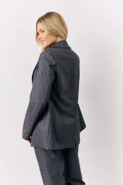New In the Style Pinstripe Tailored Blazer Grey