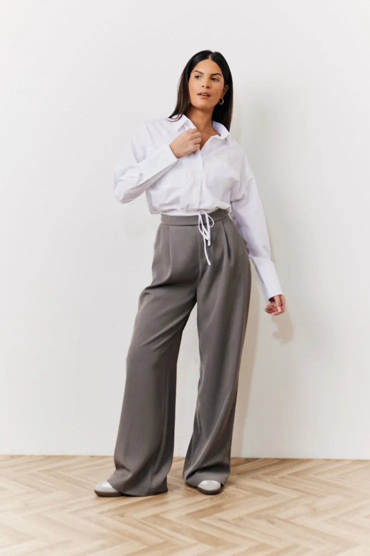 Clearance In The Style Waistband Detail Tailored Trouser Grey