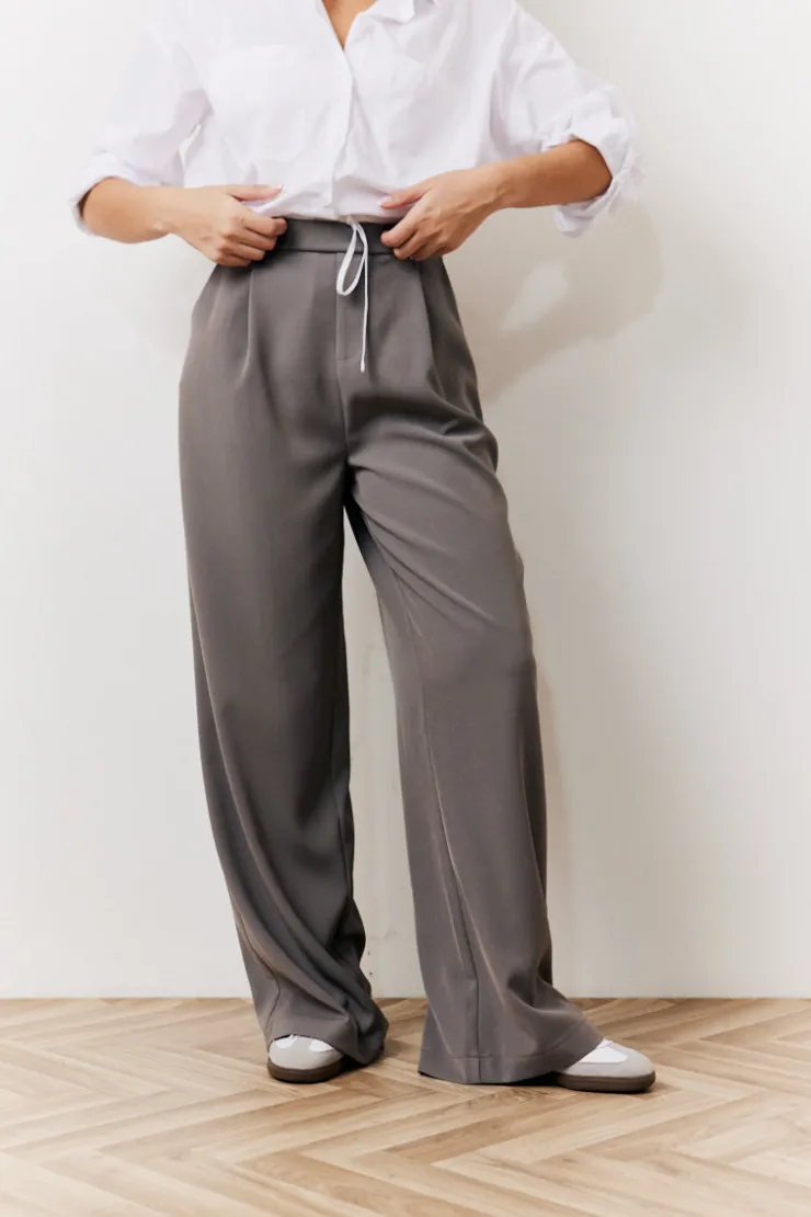 Clearance In The Style Waistband Detail Tailored Trouser Grey