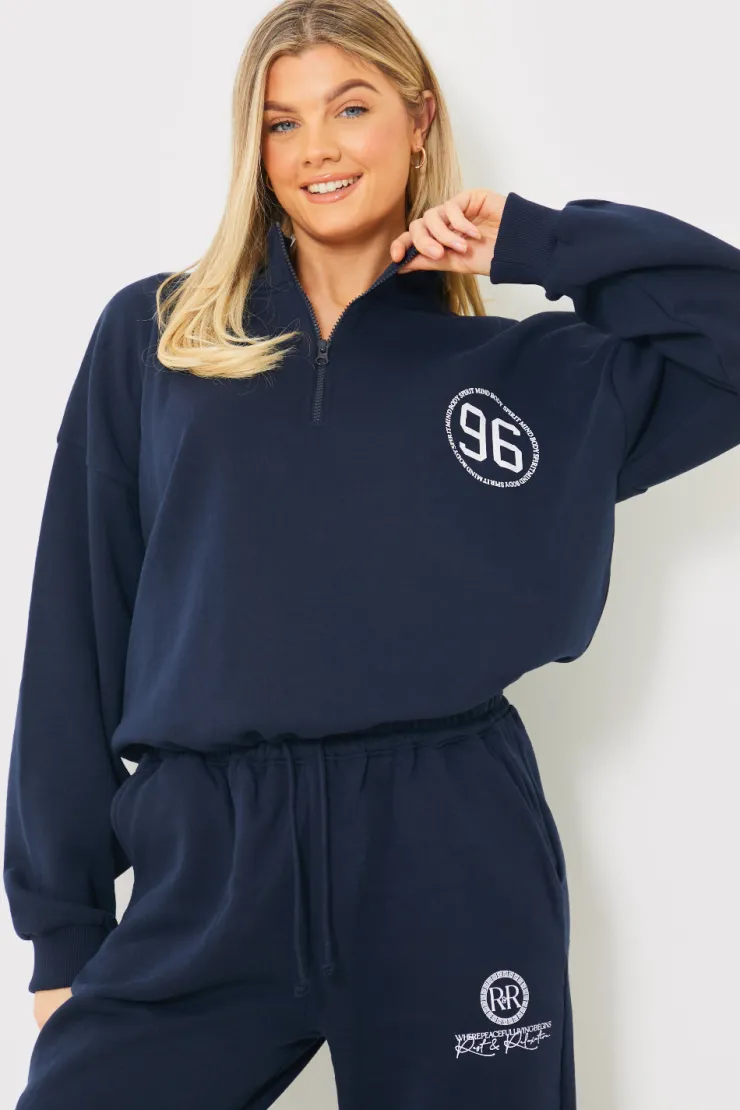 Online In the Style Half Zip '96' Printed Toggle Sweater