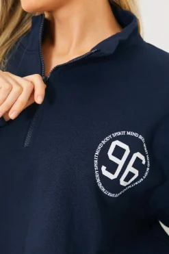Online In the Style Half Zip '96' Printed Toggle Sweater