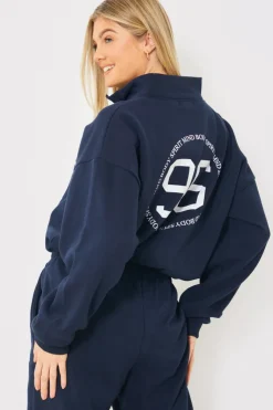 Online In the Style Half Zip '96' Printed Toggle Sweater