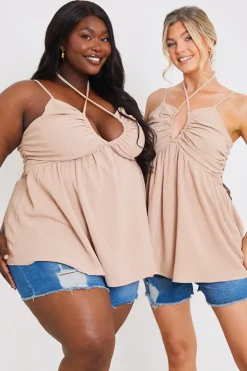 Discount In the Style Halterneck Cami Top Stone