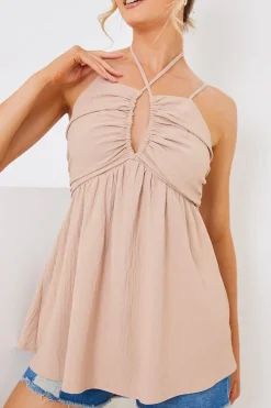 Discount In the Style Halterneck Cami Top Stone