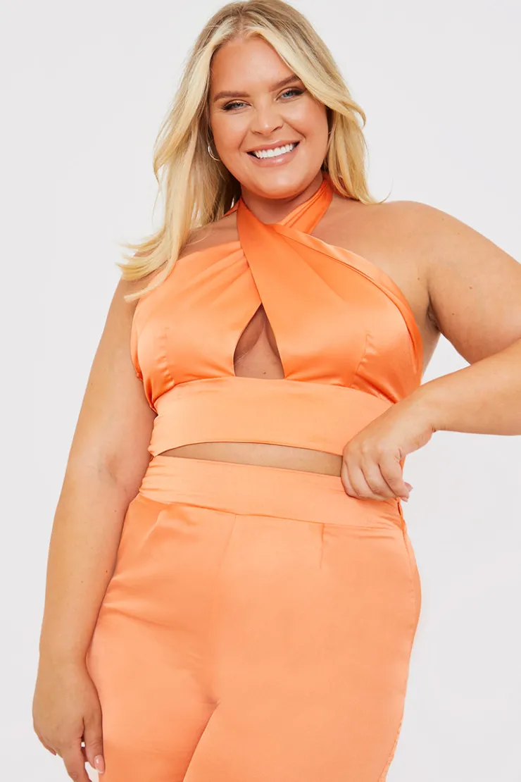 Outlet In The Style Halterneck Cross Over Top Rust
