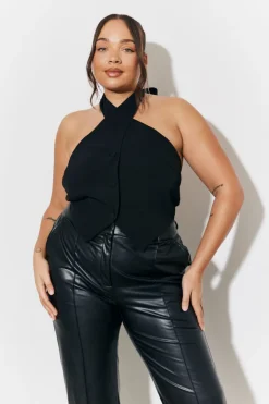 Online In The Style Halterneck Waistcoat Black