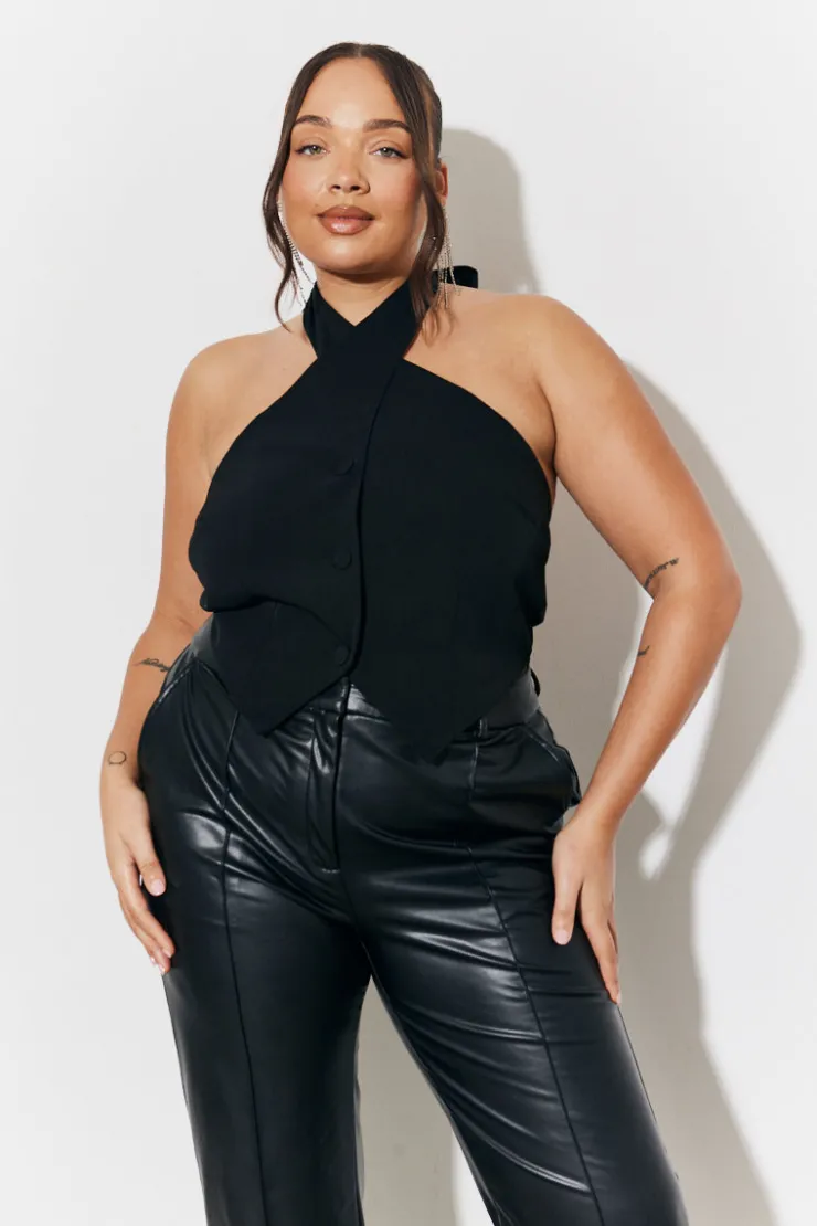 Online In The Style Halterneck Waistcoat Black