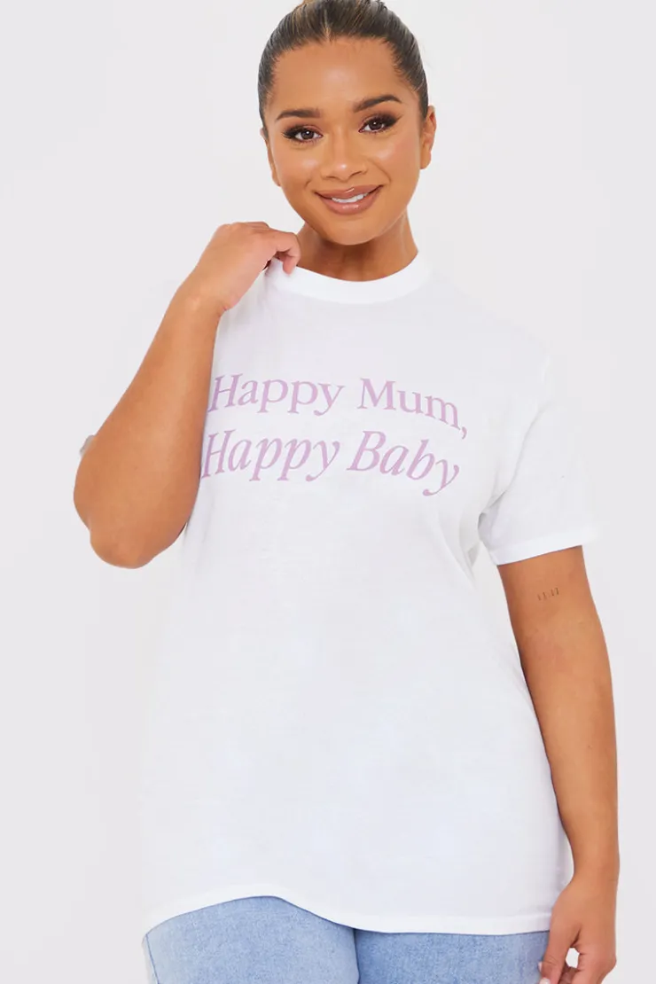 In the Style Happy Mum Happy Baby Slogan Tee White