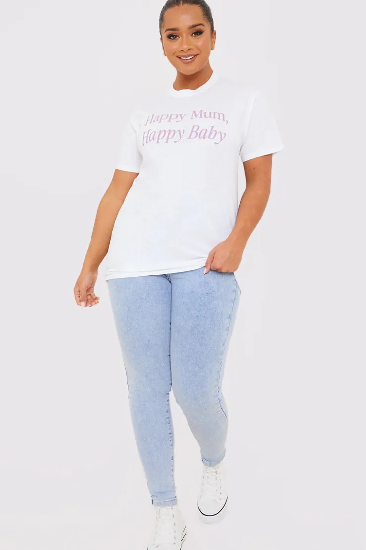 In the Style Happy Mum Happy Baby Slogan Tee White