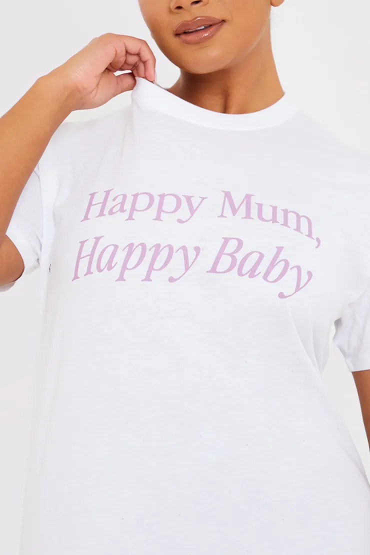 In the Style Happy Mum Happy Baby Slogan Tee White