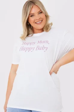 In the Style Happy Mum Happy Baby Slogan Tee White