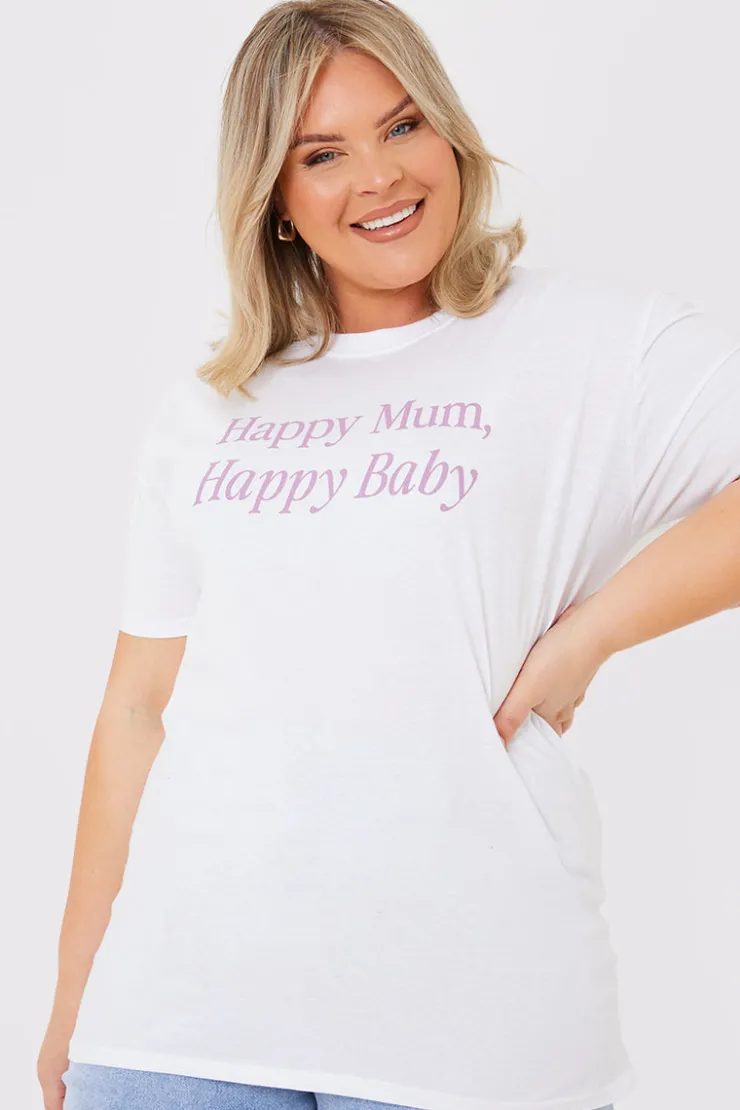 In the Style Happy Mum Happy Baby Slogan Tee White