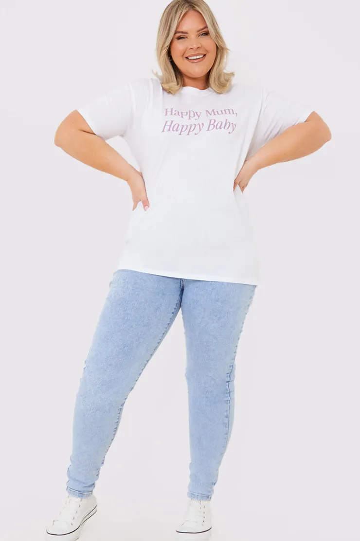 In the Style Happy Mum Happy Baby Slogan Tee White