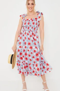 In the Style Henley Red Poppy Dress White