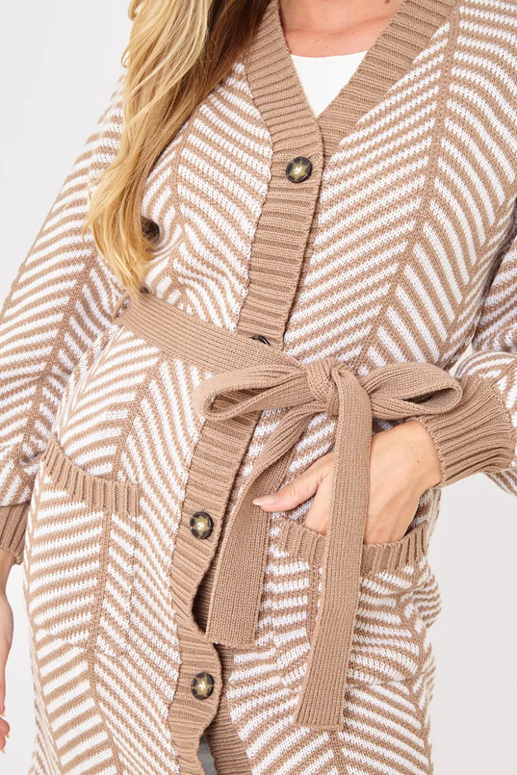 New In the Style Herringbone Belted Cardigan